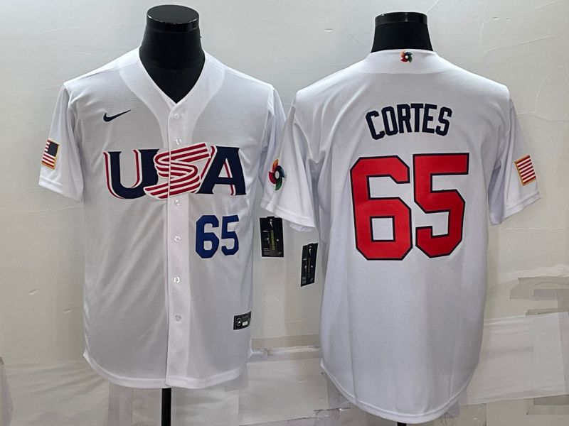 Men 2023 World Cub USA #65 Cortes White Nike MLB Jersey1->more jerseys->MLB Jersey